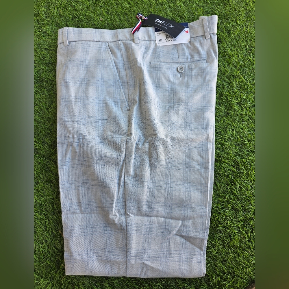 Tommy Hilfiger Mens ThFlex Dress Pants 38x32 Grey Blue Stretch New $95 Striped - Picture 2 of 6